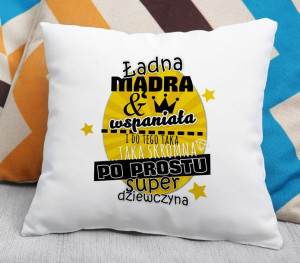 Poduszka Ładna mądra super dziewczyna
