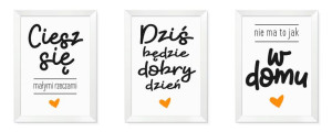 Obrazy ramki do sypialni kuchni cytaty o domu na dobry dzień 3 sztuki