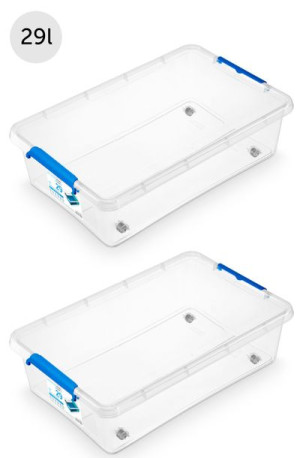 2x Pojemnik pod łóżko na kółkach 29L blue