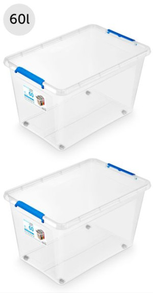 2 x Pojemnik  z  pokrywą  60 l.  blue