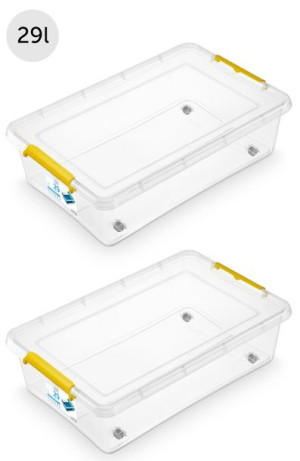 2x Pojemnik pod łóżko na kółkach 29L yellow