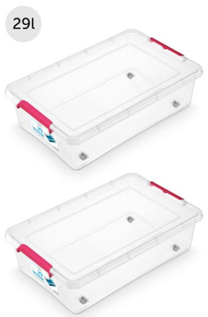2x Pojemnik pod łóżko na kółkach 29L róż