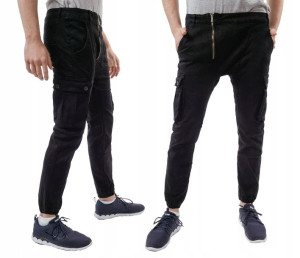 Spodnie Męskie Ściągaczem Joggery Baggy M90N 94 cm