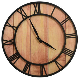 Zegar ścienny, 39 cm, brązowo-czarny, MDF i żelazo