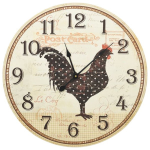 Zegar ścienny z motywem koguta, kolorowy, 60 cm, MDF
