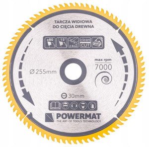 Tarcza WIDIOWA Do Drewna Piły Piła 255 x 30 mm 80Z