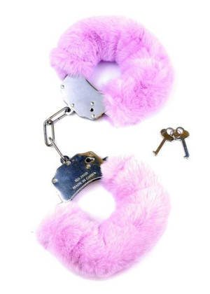 Metalowe Solidne Kajdanki z Fioletowym Futerkiem - Furry Cuffs