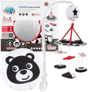 Canpol babies kontrastowa karuzela pluszowa z pozytywką SENSORY TOYS