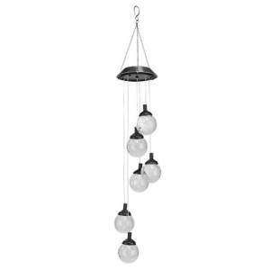 Solarna lampa dekoracyjna LED, szkło crackle, 6 żarówek