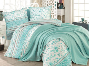Pościel bawełniana LUCIDA TURQUOISE/200x220 COTTONLOVE EXCLUSIVE