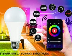 Żarówka LED E27 9W RGB +W Smart WiFi TUYA