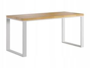 Białe loftowe biurko z dębowym blatem 140x80 cm