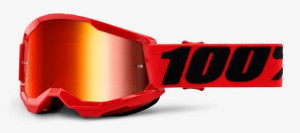 Gogle 100% STRATA 2 JUNIOR RED (Szyba Czerwona Lustrzana Anti-Fog, LT 38%+/