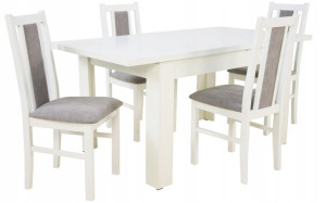 Zestaw kuchenny 4 drewniane krzesła + Biały stół
