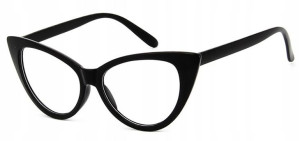 Czarne Okulary Kocie Oczy Oko Cat Eyes Zerówki