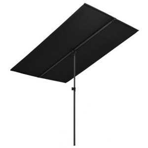 Parasol ogrodowy na słupku aluminiowym, 180x130 cm, czarny