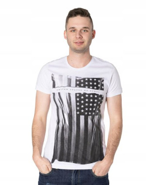 Koszulka Podkoszulek Tshirt Męski 16630 r M biały