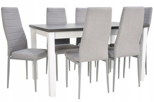 Stół 80x140/180 i 6 krzeseł SZARE ZESTAW DO SALONU
