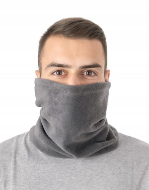 Polarowa Czapka Szalik Komin 5w1 r XXL stalowy