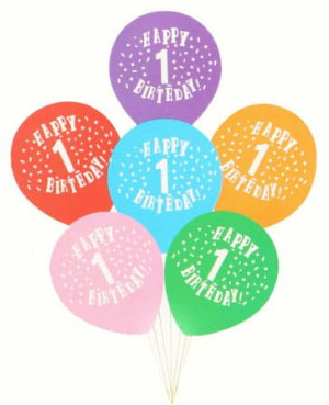 Balony Lateksowe Happy Birthday Cyfra 1 Mix 6szt