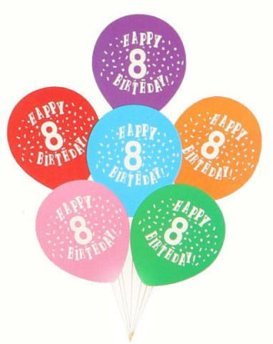 Balony Lateksowe Happy Birthday Cyfra 8 Mix 6szt