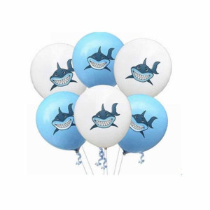 Balony Lateksowe Rekin Shark Niebiesko Białe 6szt