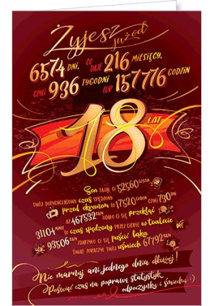 Kartka na 18-te urodziny ST05