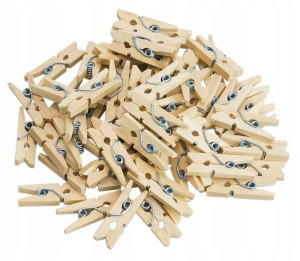 Spinacze Mini Klamerki Drewniane Dekoracyjne 50szt