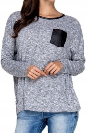 Sweter Damski Bluzka Oversize Kieszonka 037a - M