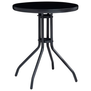 Stolik ogrodowy, czarny, 60 cm, stal i szkło