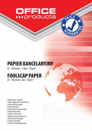 Papier kancelaryjny w linie A3 100ark 25szt