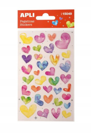 Naklejki APLI Hearts z brokatem mix kolorów