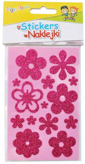 Naklejki Kwiatki z brokatem 8x12,5cm czerwone