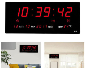 Duży Zegar Cyfrowy Led 45x23 Data Termometr Alarm