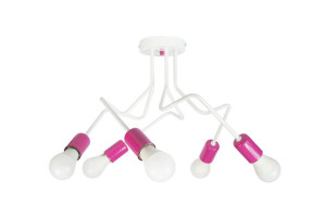 Lampa Sufitowa Luna 1005/5 Kolor Biało-różowy Moderno