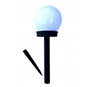 Lampa Solarna Ogrodowa Biała Kula 2x Led 10cm