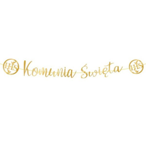 Baner Girlanda Ihs Komunia Święta Złota