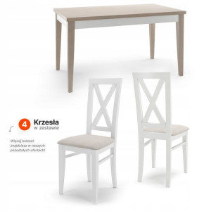 ZESTAW ADEN 60 Stół Rozkładany 120/160 + 4 Krzesła