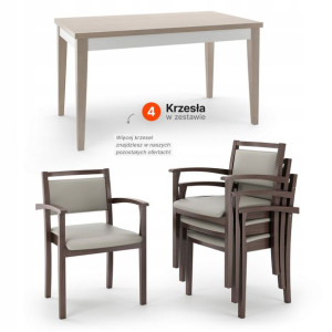 ZESTAW ADEN 50 Stół Rozkładany 120/160 + 4 Krzesła