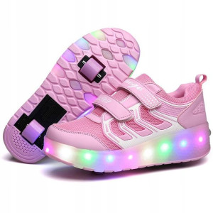 Butorolki Buty Z Rolkami Rolki Led Na Rzepy Różowe 38