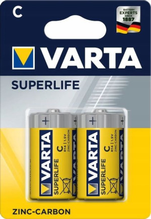 2 X Bateria Cynkowo-Węglowa Varta Superlife R14/C