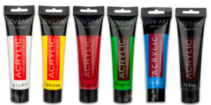Farby Akrylowe Loveart 6 x 100ml - Podstawowe Kolory
