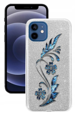 Etui Brokatowe srebrny do Iphone 12 12 Pro Wzory