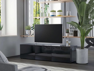 Stolik pod telewizor z szufladami 120 cm czarny połysk