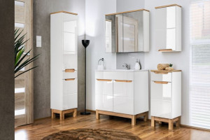 Biały komplet mebli łazienkowych z umywalką 80 cm
