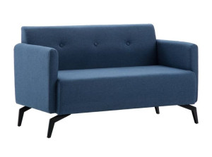 Dwuosobowa sofa do salonu niebieska, pikowane oparcie