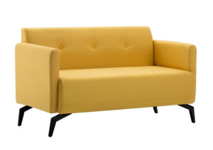 Dwuosobowa nowoczesna sofa, grube siedzisko, żółta