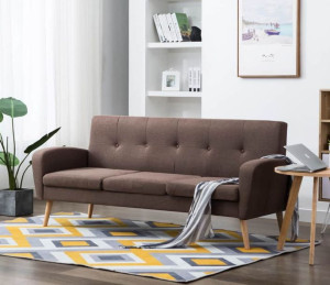 Brązowa kanapa do salonu, biura. Sofa trzyosobowa taupe