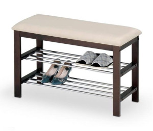 Stojak na obuwie drewno wenge, siedzisko, buty