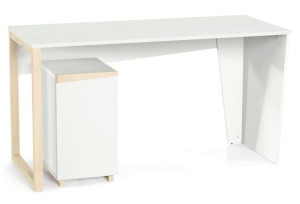 Zestaw biurowy biurko+kontenerek biały drewno 140x60